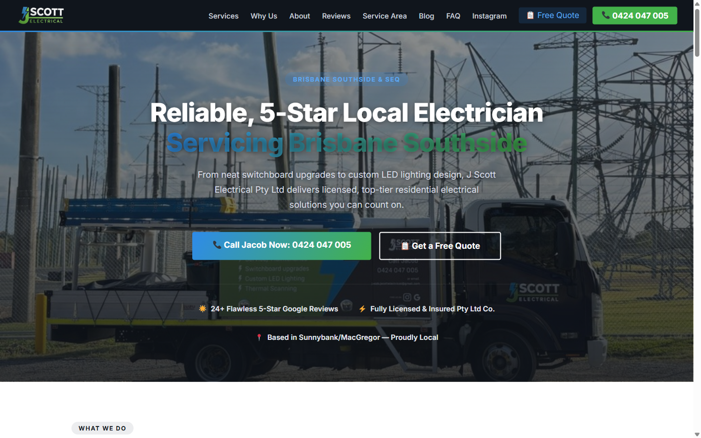 J Scott Electrical website built by aisharp