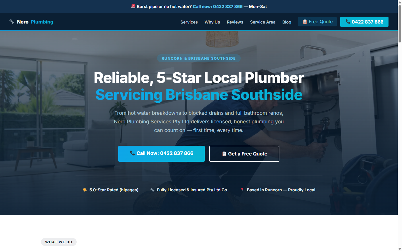 Nero Plumbing website built by aisharp